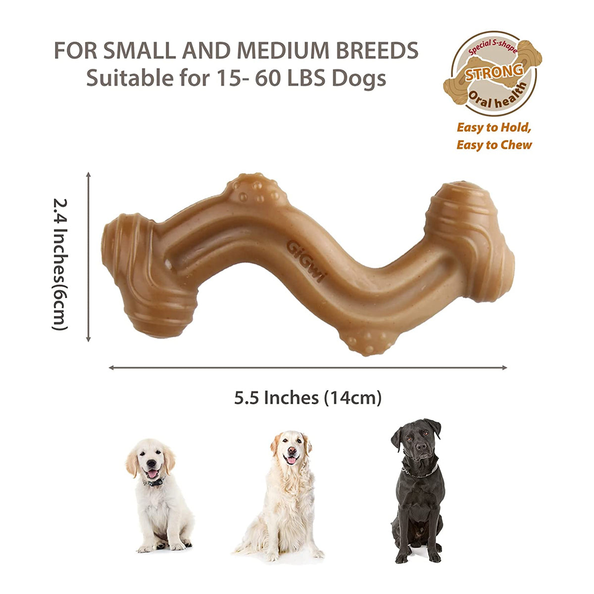 GiGwi Nylon Bone With S Shape - 5.5" (Medium)