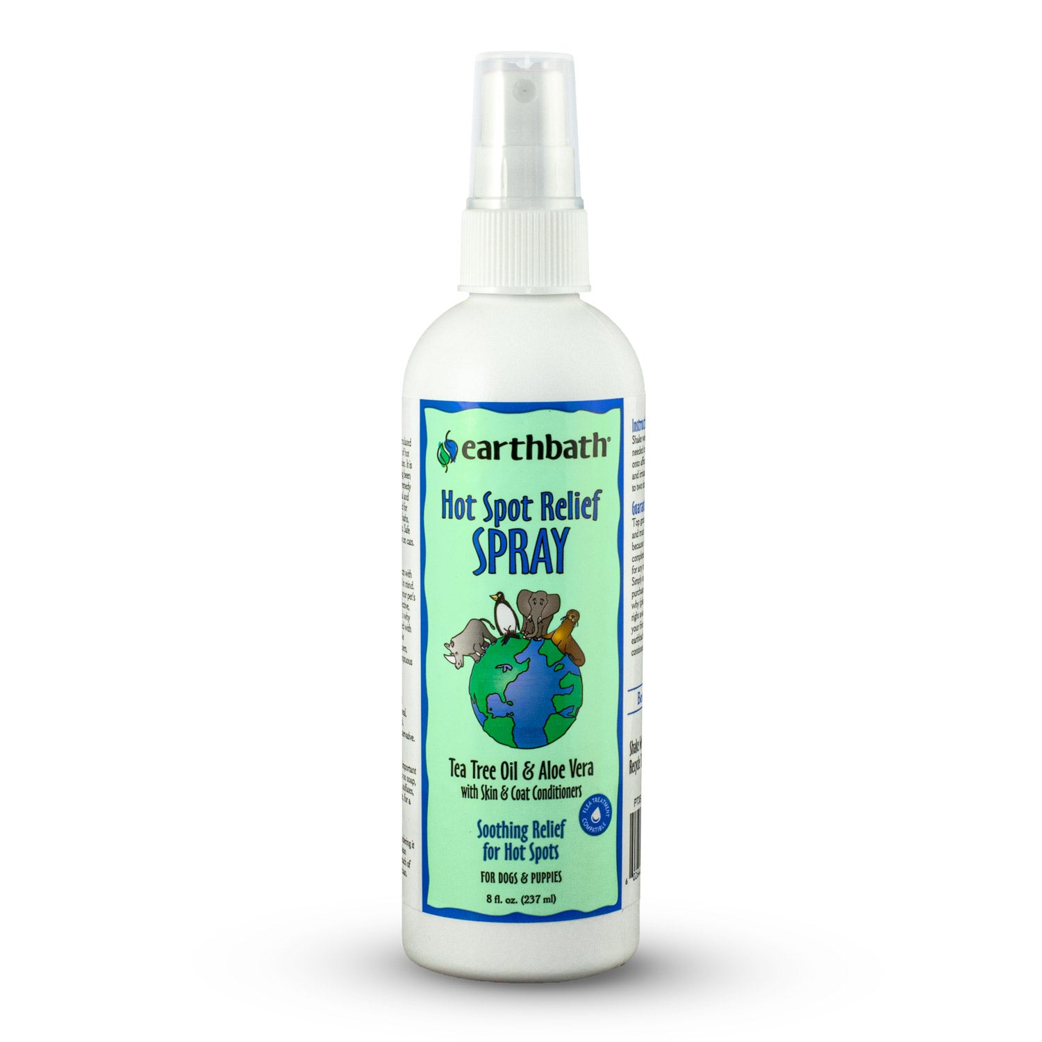 earthbath® Hot Spot Relief Spray Tea Tree Oil & Aloe Vera Made in USA 8 oz pump spray