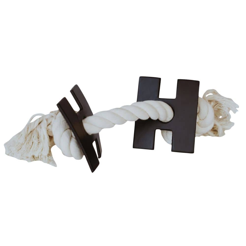 Huntlea Rope 2 Knot with H Leather Dog Toy - LARGE