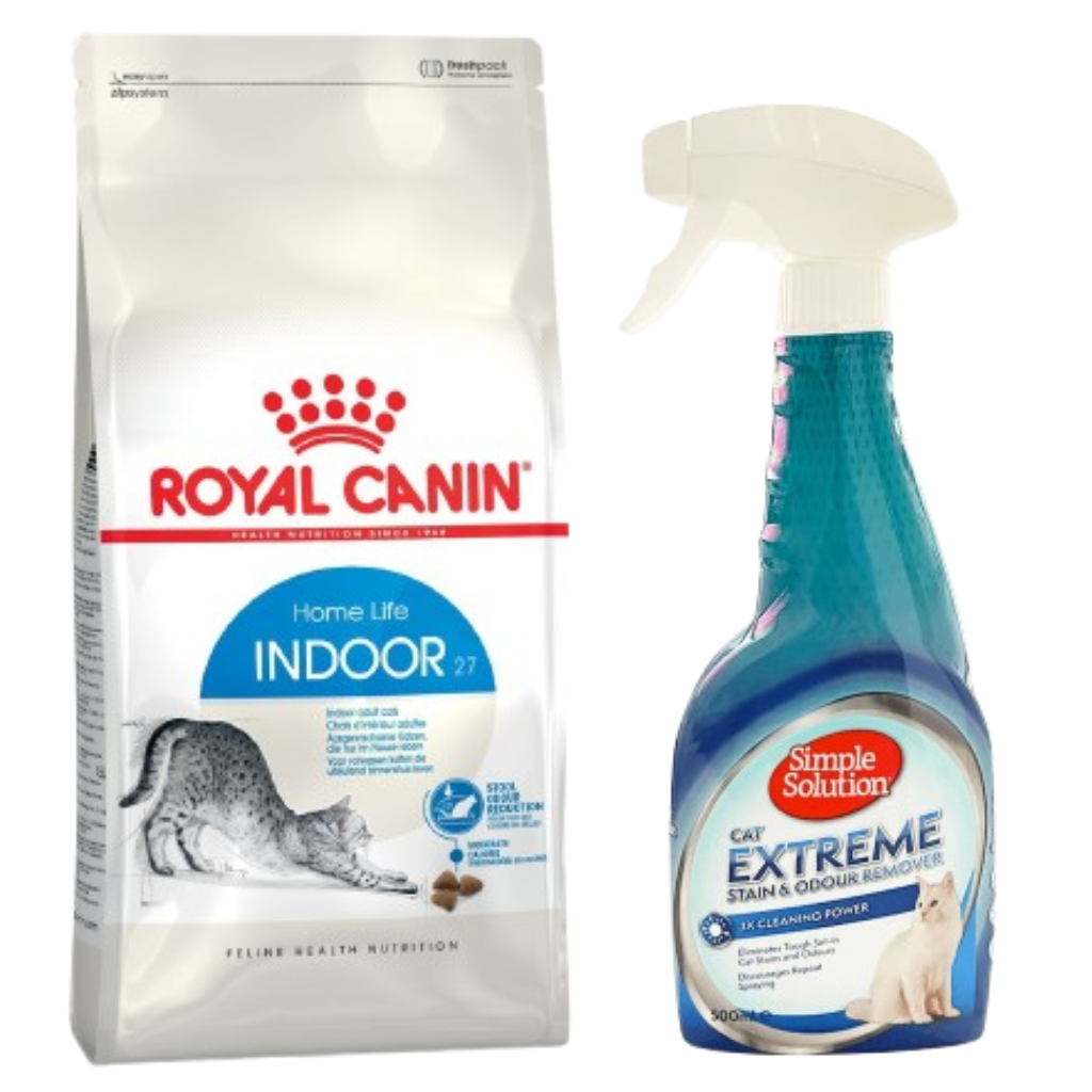 Royal Canin Feline Health Nutrition Indoor 4kg + Simple Solution Extreme Stain &Odor Remover (Cat) 500ml
