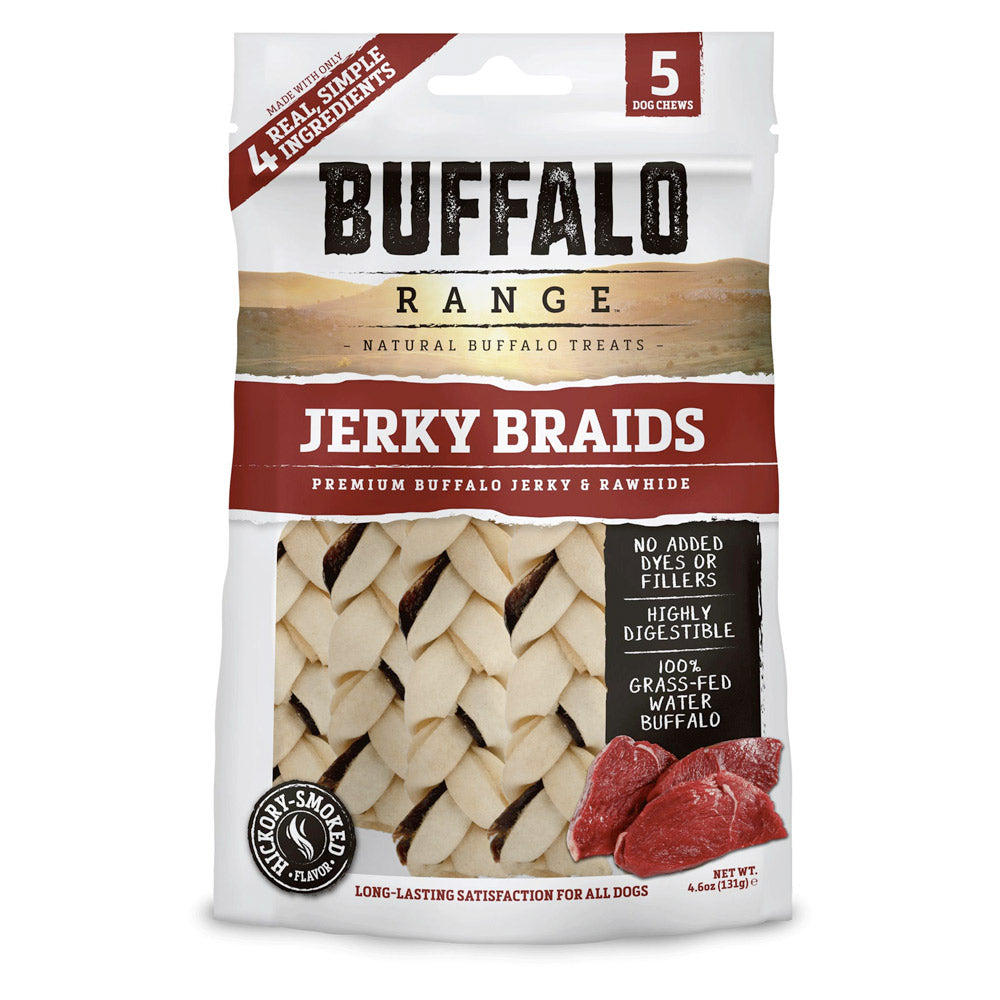 Buffalo Range Natural, Grain Free Jerky Braid Rawhide Chews for Dogs (25/09/2022 Expiry)