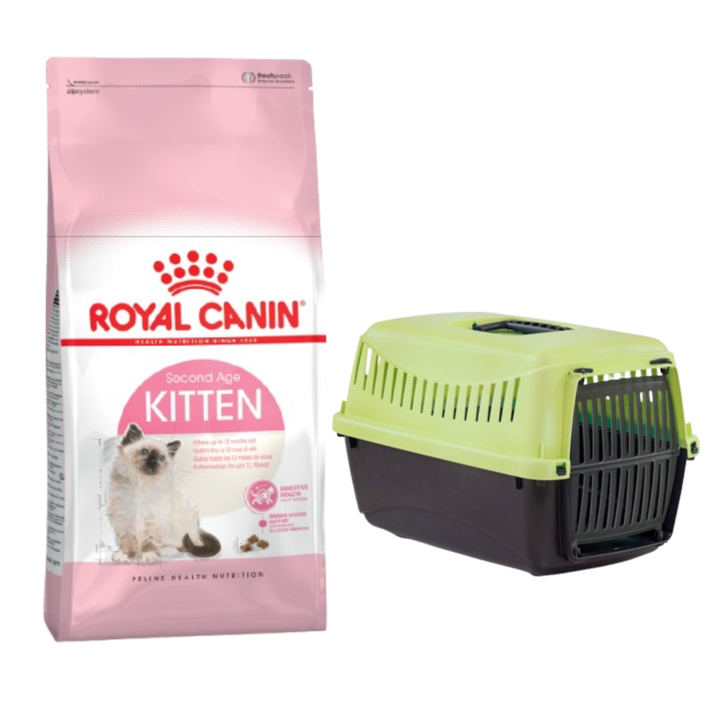 Royal Canin Feline Health Nutrition Kitten 10kg + FREE Pet Carrier (Transportino Gipsy Plastic Door)