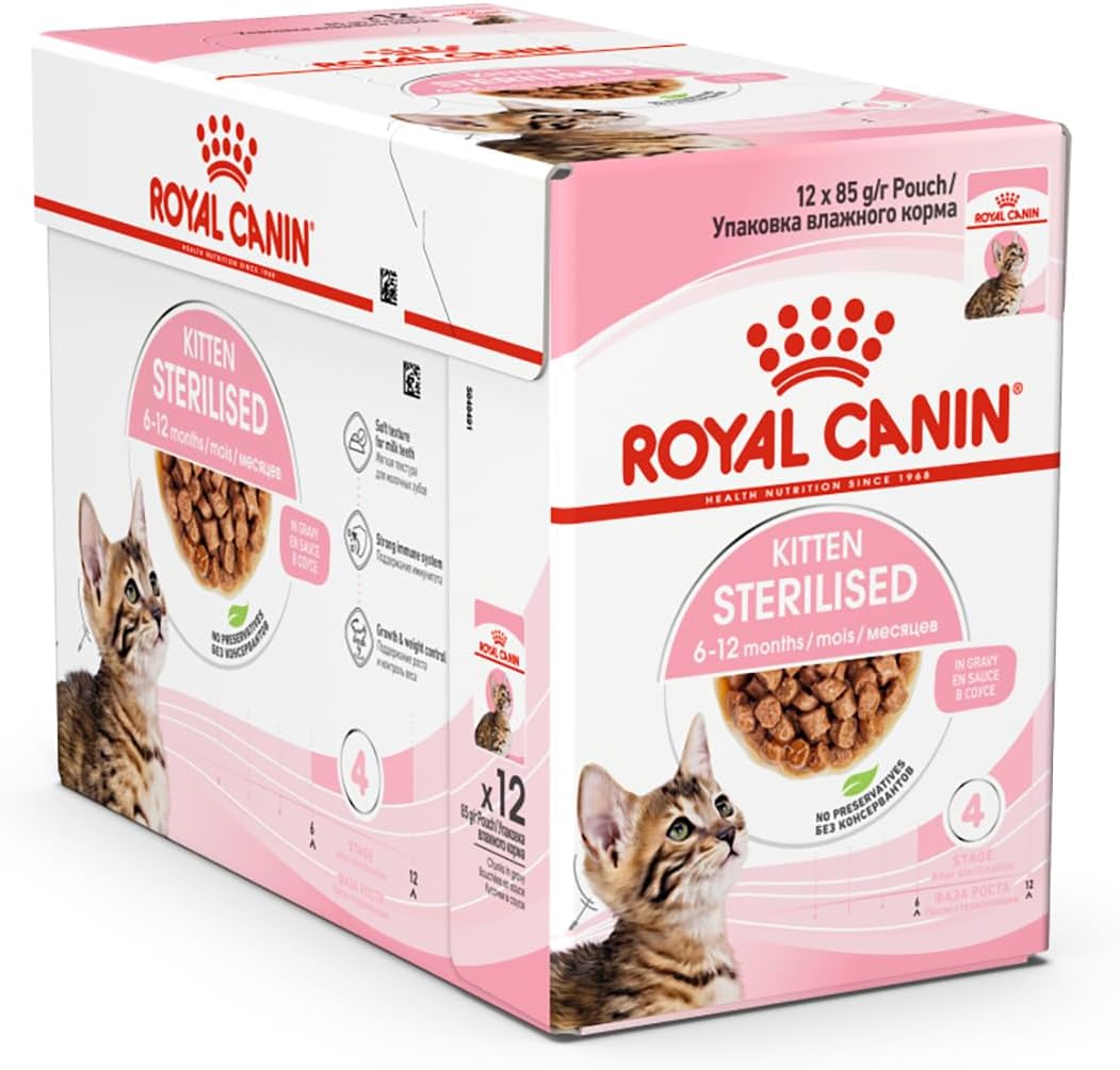 Royal Canin Feline Health Nutrition Kitten Sterilised Jelly (Wet Food Pouches) 12 x 85 g