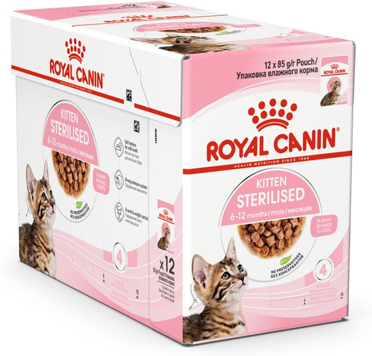 Royal Canin Feline Health Nutrition Kitten Sterilised Jelly (Wet Food Pouches) 12 x 85 g