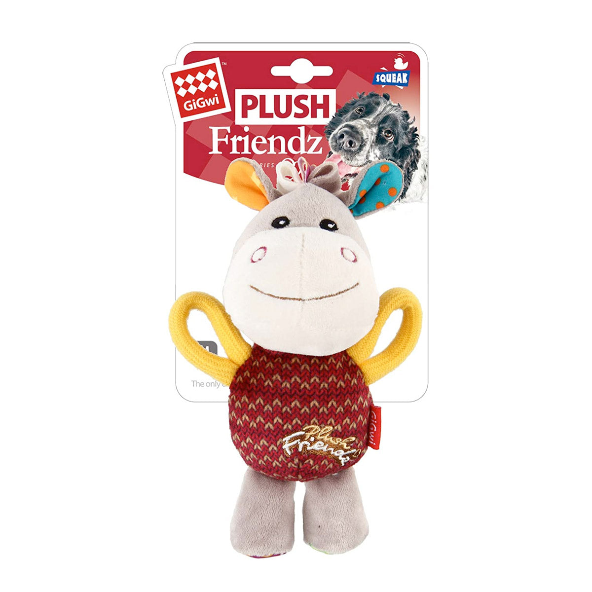 Gigwi Plush Friendz Dog Toy with Squeaker - Donkey
