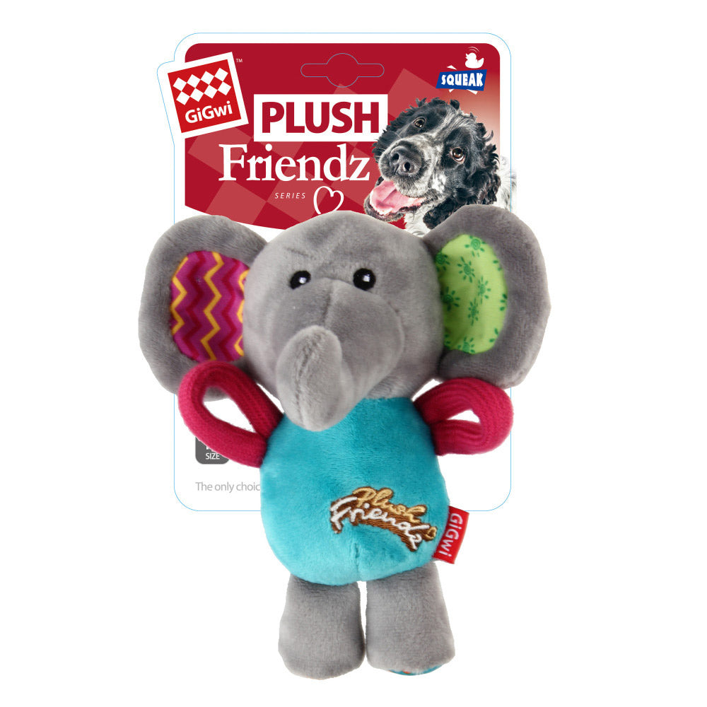 GiGwi Plush Friendz Squeaker Dog Toy - Elephant