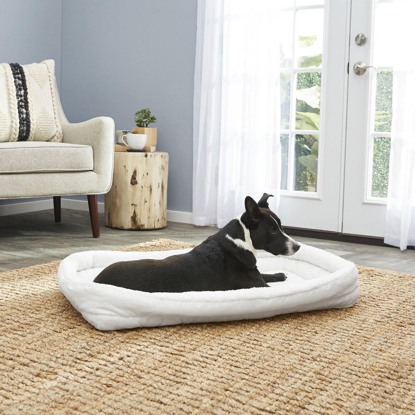 Quiet Time Deluxe Fleece Double Bolster Bed White - 36 inch