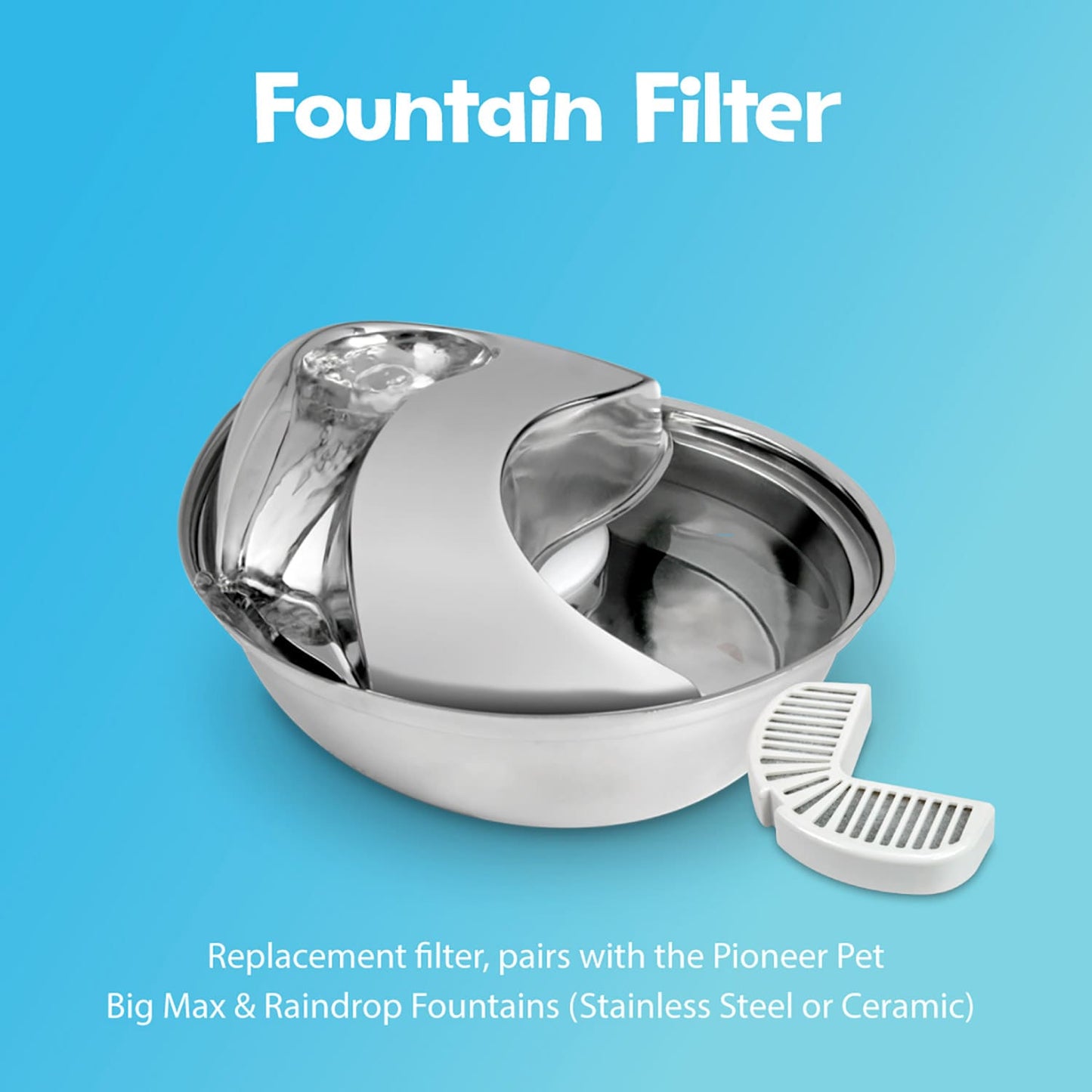 Raindrop Durable Pet Fountain 60oz (Stainless Steel)