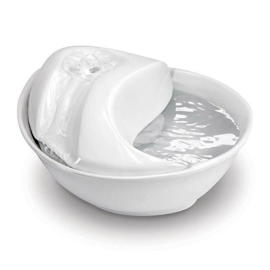 Raindrop Durable Ceramic Pet Fountain 60oz (White)