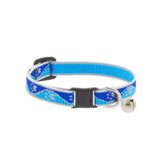 Reflective Safety Cat Collar - Blue Paws - With Bell