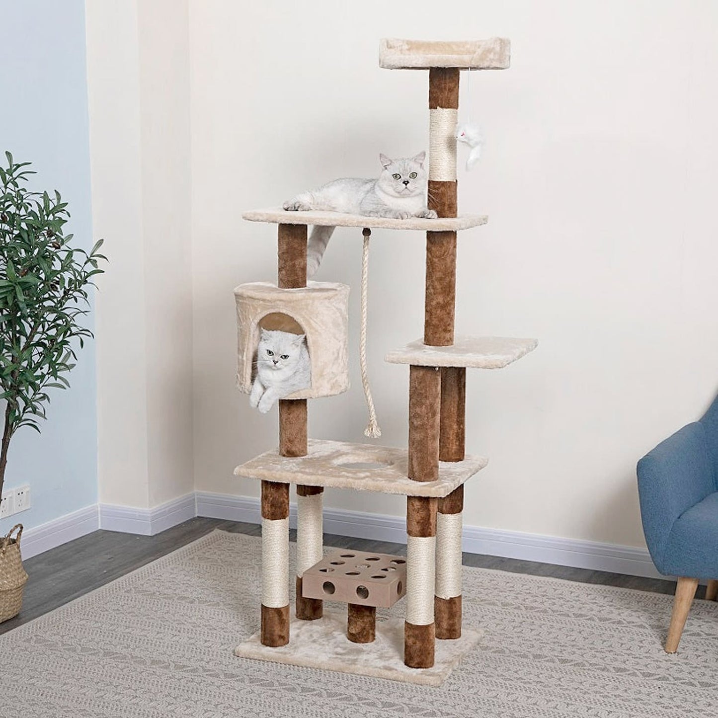 Go Pet Club 67" IQ Busy Box Cat Tree Condo with Sisal Covered Scratching Posts