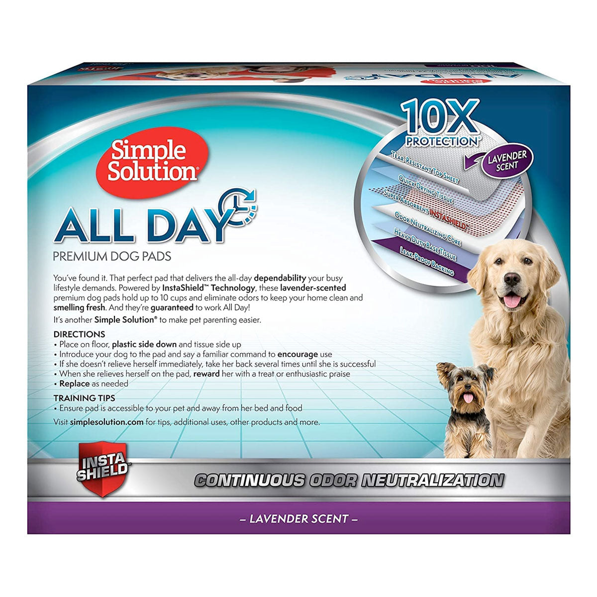 Simple Solution All Day Premium Dog Pads, Lavender Scent, 23" x 24" - Pack of 100
