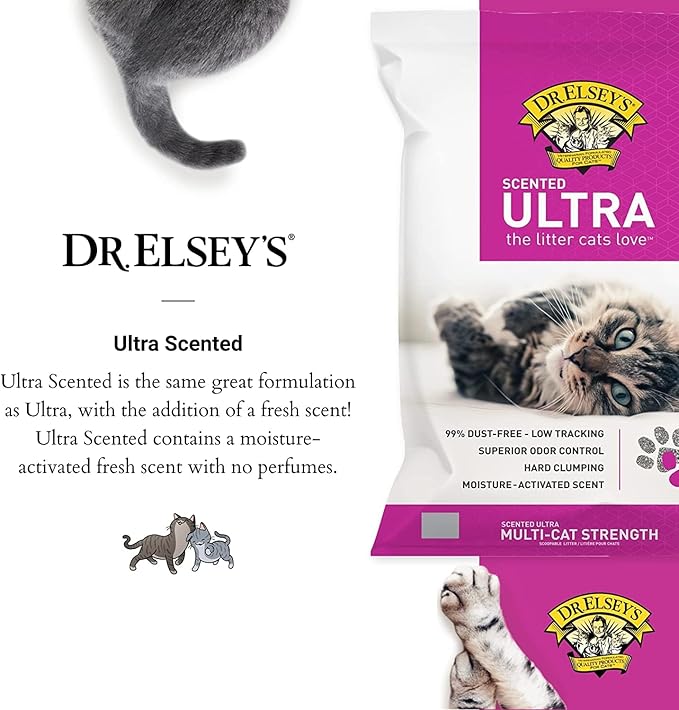 Dr. Elsey’s Precious Cat Ultra Scented Premium Clumping Cat Litter 18kg– 99.9% Dust-Free, Low Tracking, Hard Clumping, Superior Odor Control
