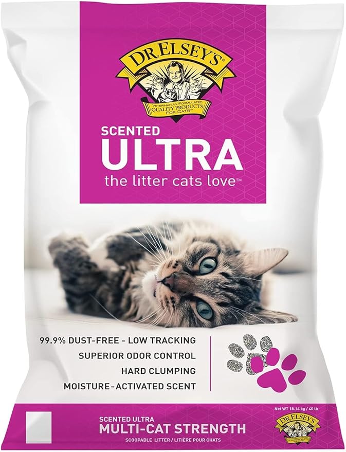 Dr. Elsey’s Precious Cat Ultra Scented Premium Clumping Cat Litter 18kg– 99.9% Dust-Free, Low Tracking, Hard Clumping, Superior Odor Control