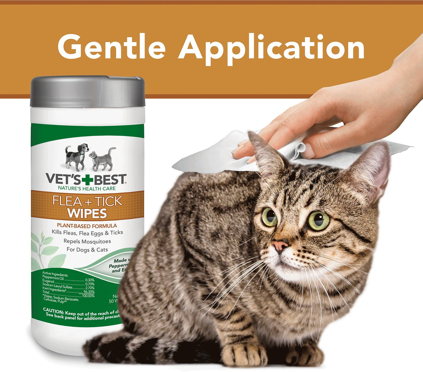 Vet's Best Flea + Tick Dog & Cat Wipes, 50 count