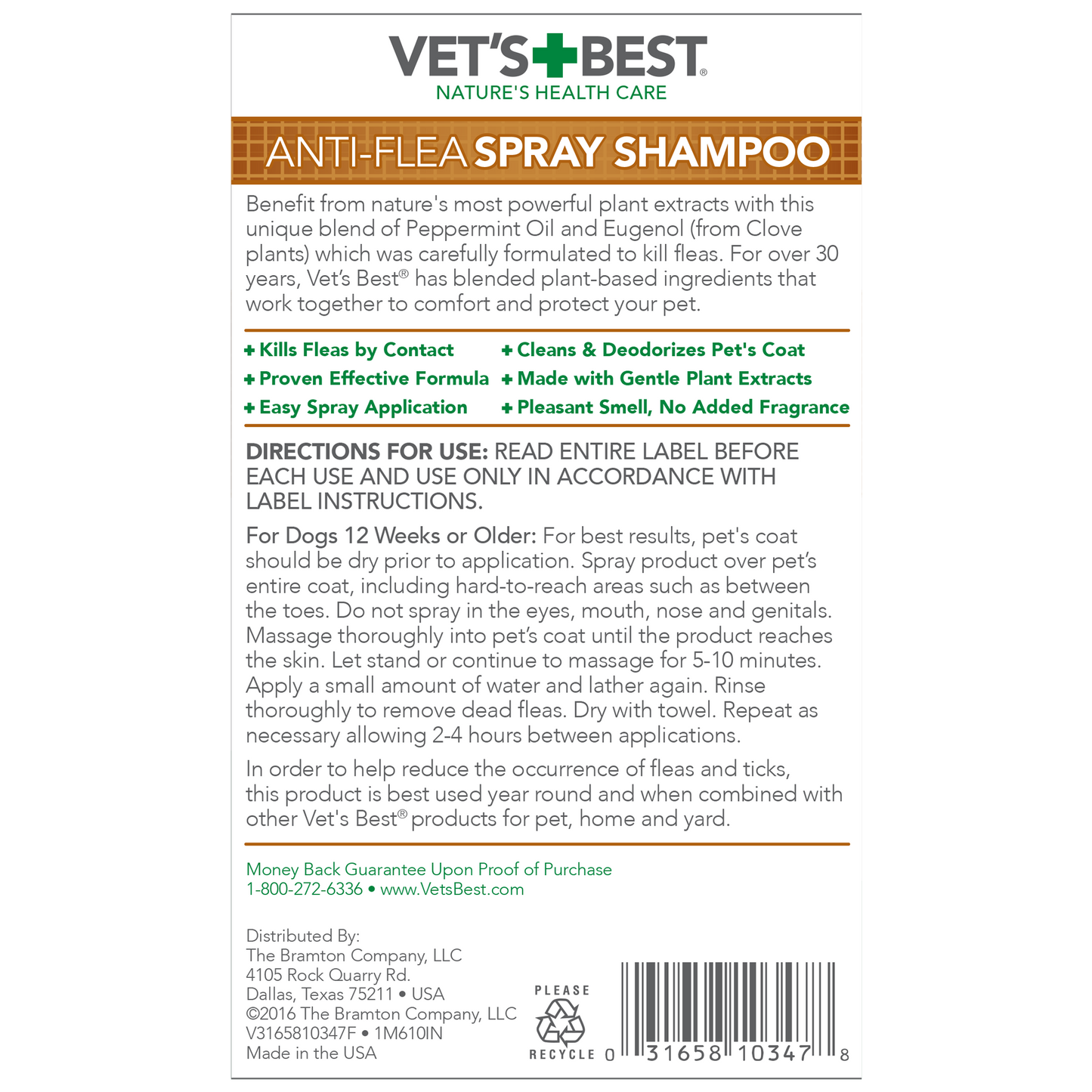 Vet's Best Natural Anti-Flea Easy Spray Shampoo (16 oz)