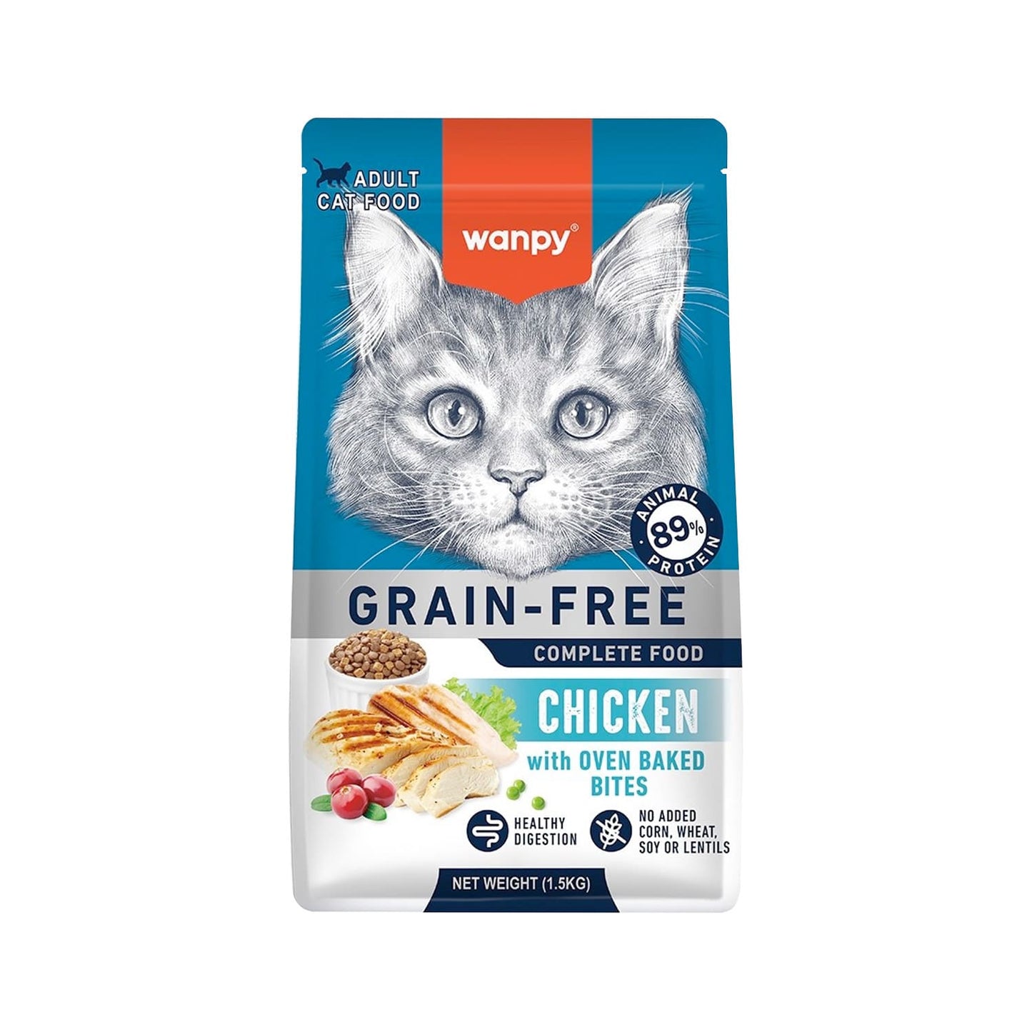 Wanpy Grain Free Complete Food for Adult Cat - Chicken Recipe - 1.5Kg