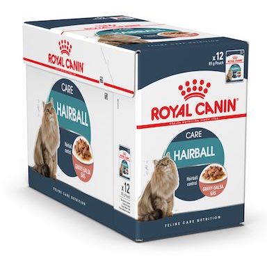 Royal Canin 12 x 85 gm Feline Care Nutrition Hairball Gravy (Wet Food Pouches)