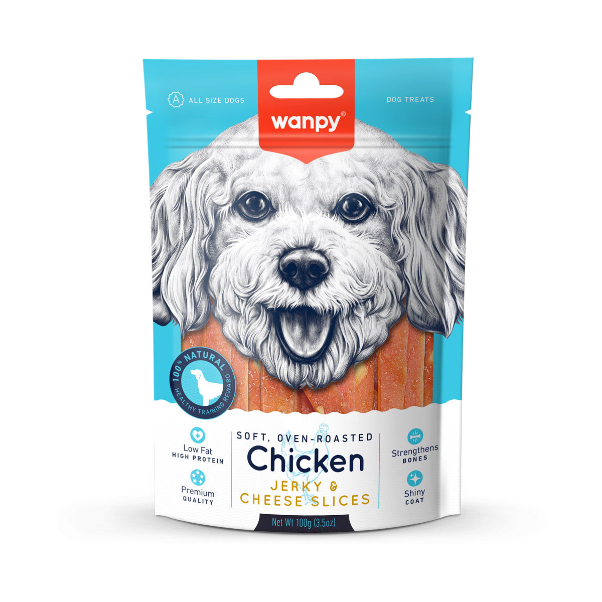 Wanpy Chicken Jerky  &  Cheese Slices 100g