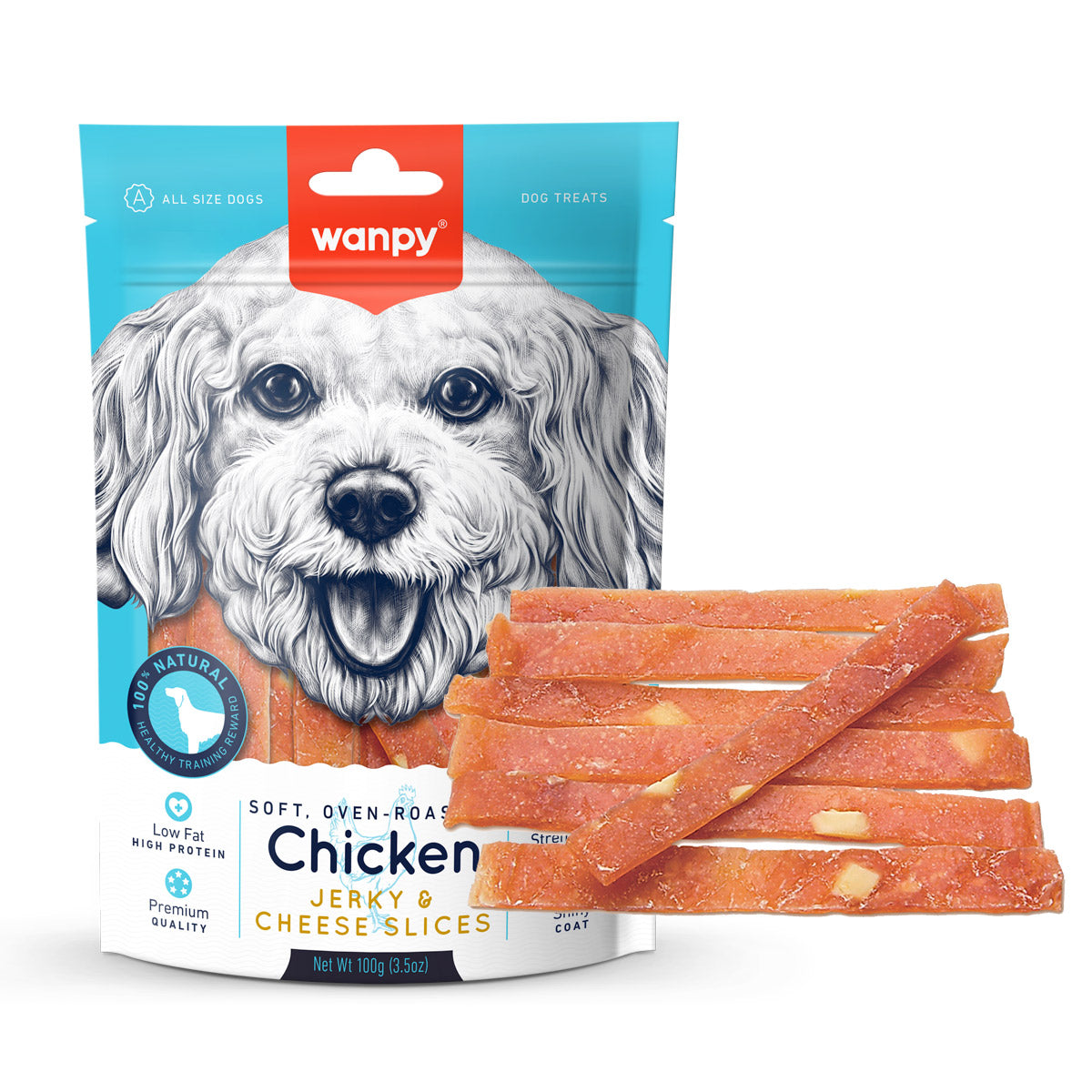 Wanpy Chicken Jerky  &  Cheese Slices 100g