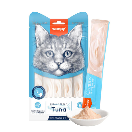 Wanpy Creamy Lickable Cat Treats - Tuna (14gx5)