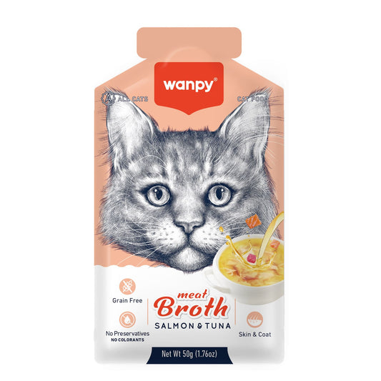 Wanpy Meat Broth Salmon  &  Tuna for Cats (50gm) - 1Box 12pcs
