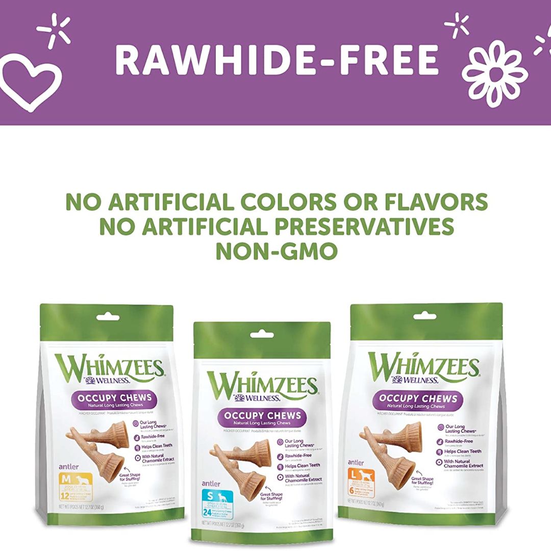 WHIMZEES Occupy Antler Natural Dental Chews for Dogs - Small (24pc)