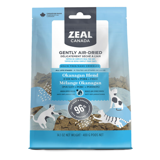 Zeal Gently Air Dried Okanagan blend(Fish Chicken and Pork) Recipe for Cats 14oz/400g