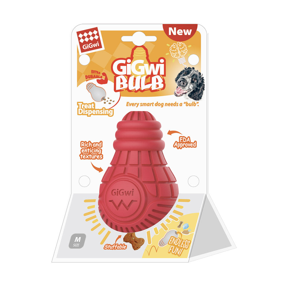 Red Bulb Dispensing Treat Dog Toy - Medium