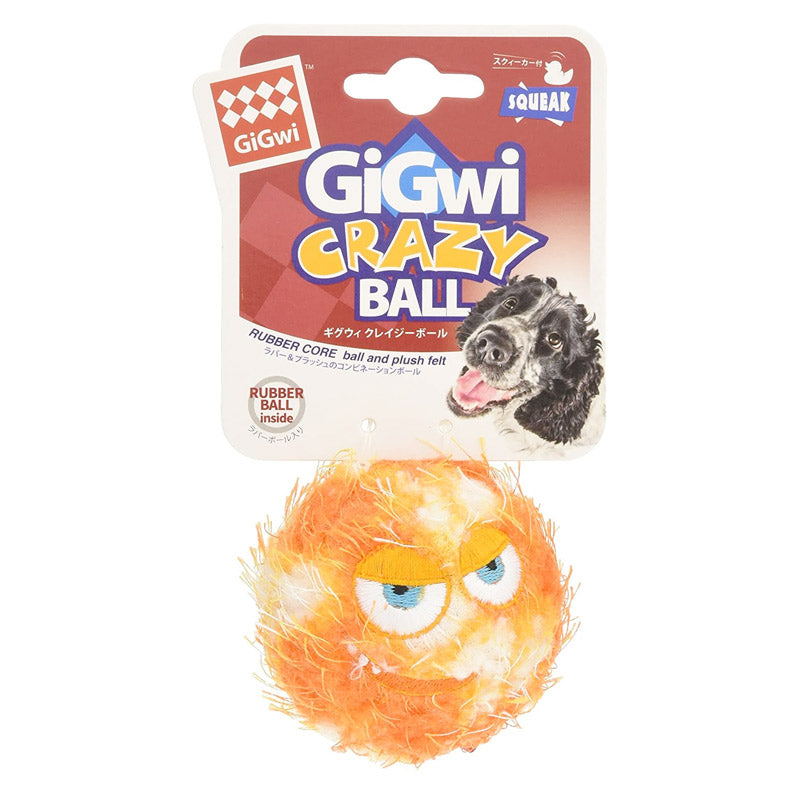 Gigwi Crazy Plush and Rubber Ball Dog Toy with Squeaker - Medium