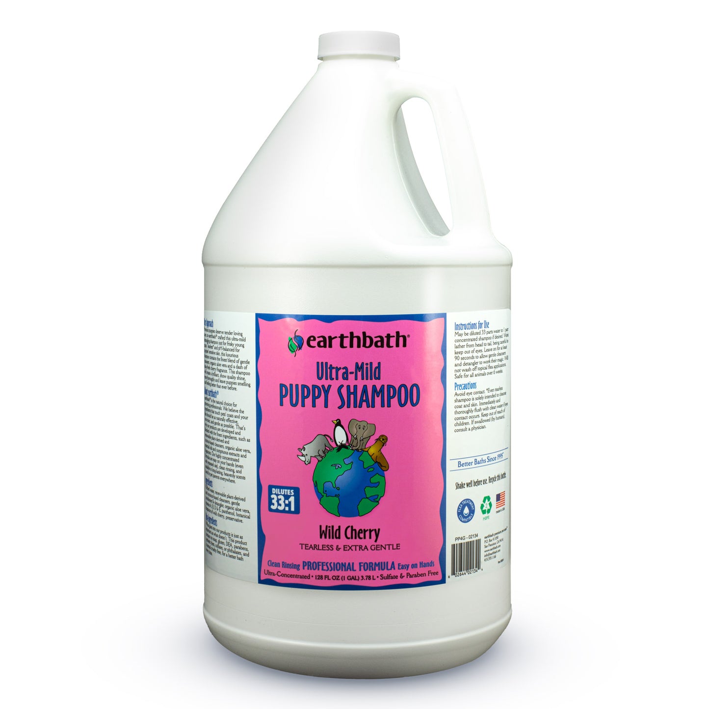 earthbath® Ultra Mild Puppy Shampoo Wild Cherry Tearless & Extra Gentle Made in USA 128 oz (1 Gallon)