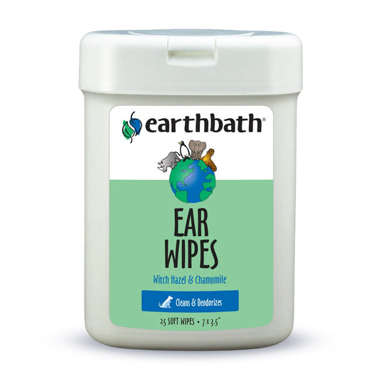 earthbath® Ear Wipes with Witch Hazel for Dogs Cats Puppies & Kittens 25 ct re sealable container