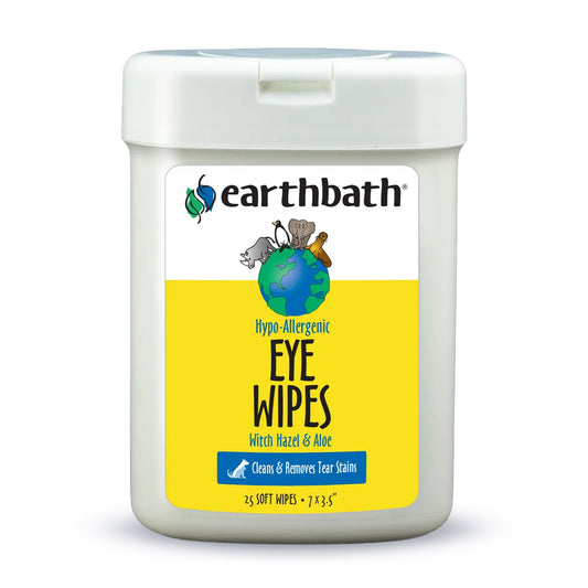 earthbath® Eye Wipes, Hypo-Allergenic Fragrance Free for Dogs, Cats, Puppies  &  Kittens, 25 ct re-sealable container