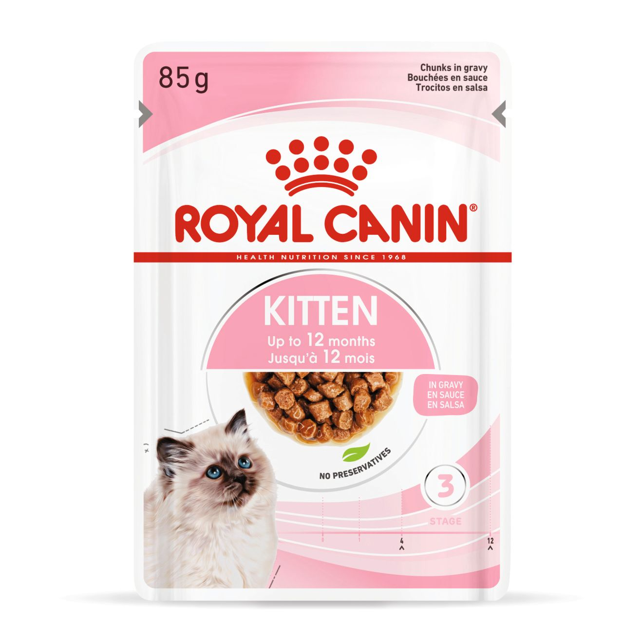 Royal Canin 12 x 85 gm Feline Health Nutrition Kitten Gravy (Wet Food Pouches)