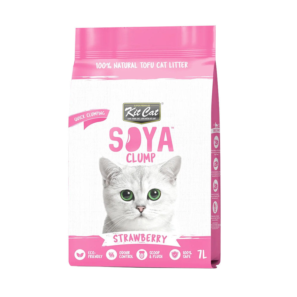 Kit Cat Soya Clump Soybean Litter - Strawberry 7L(1 Box – 6pcs)