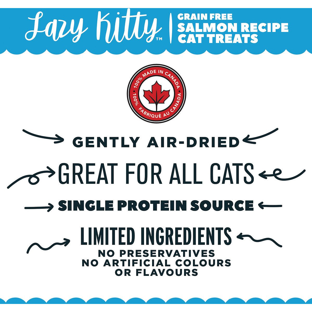 Lazy Kitty Air-Dried Grain-Free Cat Treats - Salmon Recipe 3oz / 85gm