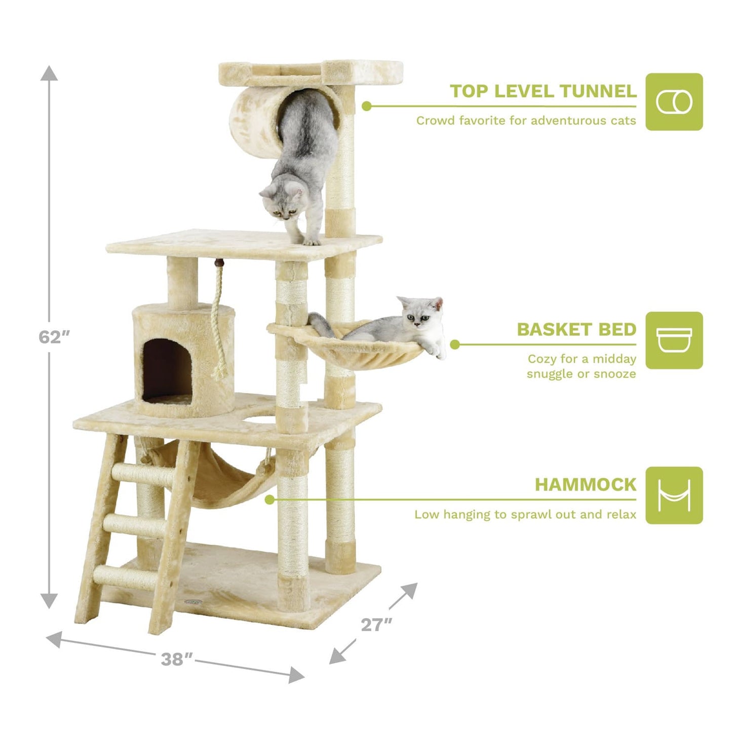 62" Mittens Cat Tree