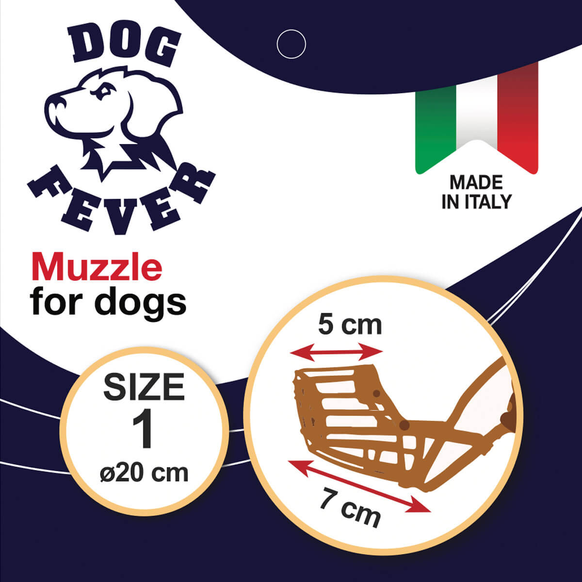 Dog Fever Plastic Dog Muzzle with Nylon Strap - Brown, Size 1