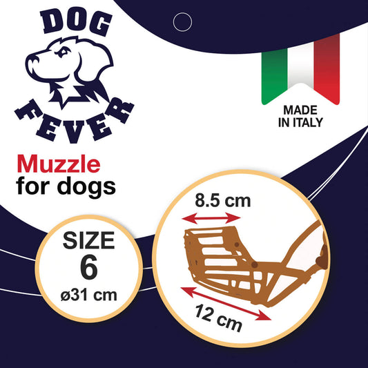 Dog Fever Plastic Dog Muzzle with Nylon Strap - Brown, Size 6