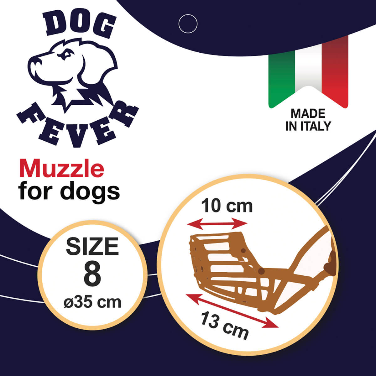 Dog Fever Plastic Dog Muzzle with Nylon Strap - Brown, Size 8