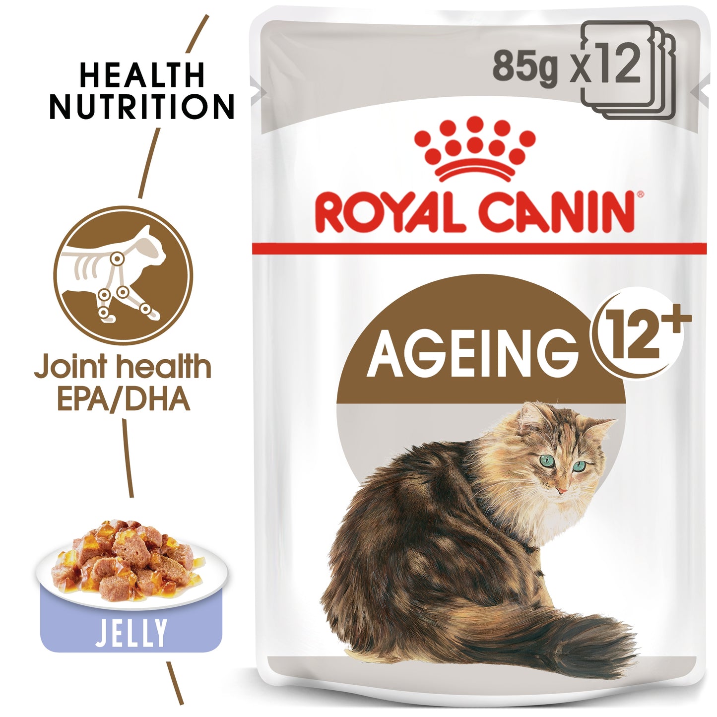 Royal Canin 12 x 85 gm Feline Health Nutrition Ageing 12+ Jelly (Wet Food Pouches)