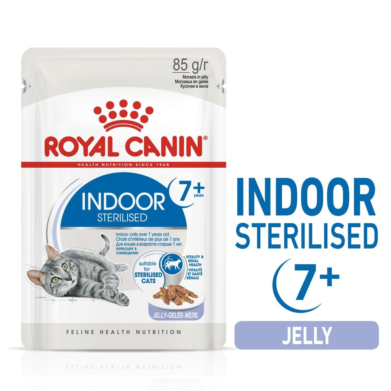 Royal Canin 12 x 85 gm Feline Health Nutrition Indoor 7+ Jelly (Wet Food Pouches)