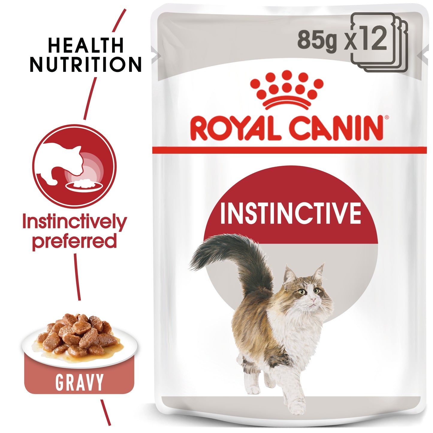 Royal Canin 12 x 85 gm Feline Health Nutrition Instinctive Adult Cats Gravy (Wet Food Pouches)