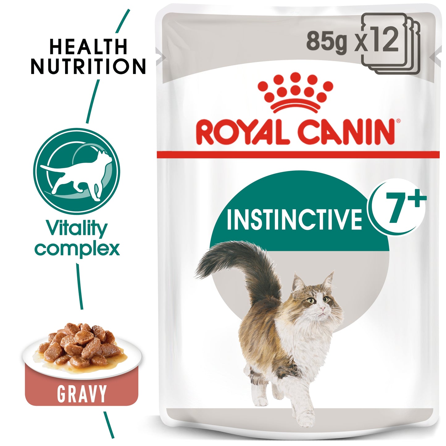 Royal Canin 12 x 85 gm Feline Health Nutrition Instinctive 7+ Gravy (Wet Food Pouches)