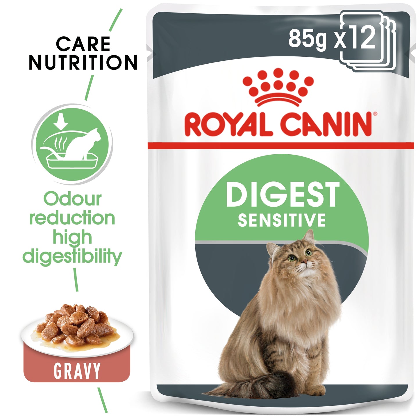 Royal Canin 12 x 85 gm Feline Care Nutrition Digest Sensitive Gravy (Wet Food Pouches)