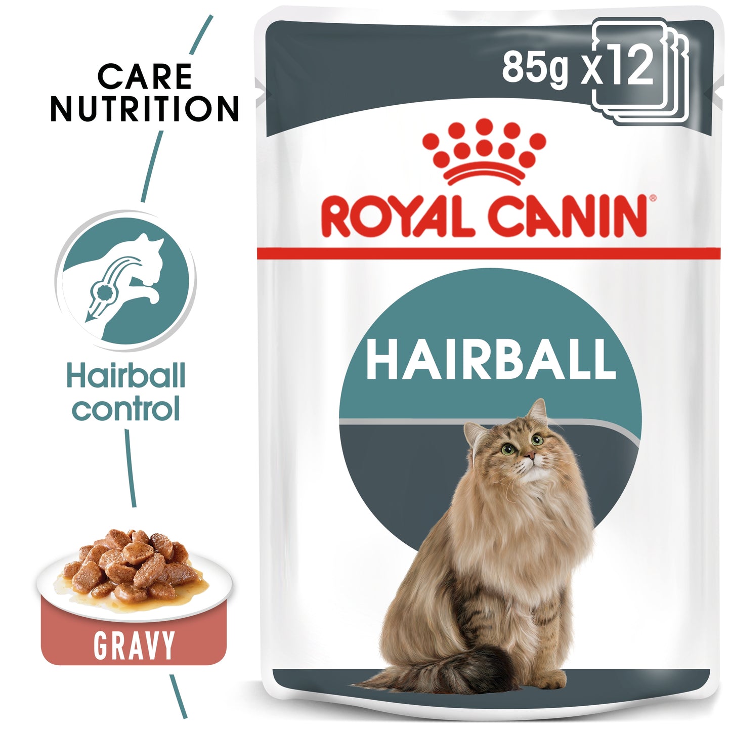 Royal Canin 12 x 85 gm Feline Care Nutrition Hairball Gravy (Wet Food Pouches)