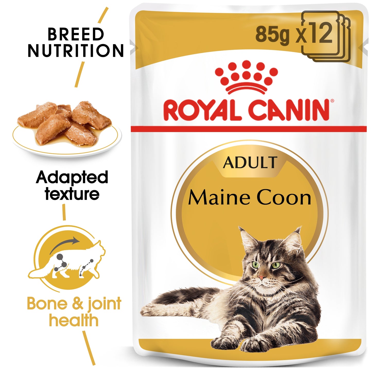 Royal Canin 12 x 85 gm Feline Breed Nutrition Maine Coon (Wet Food Pouches)
