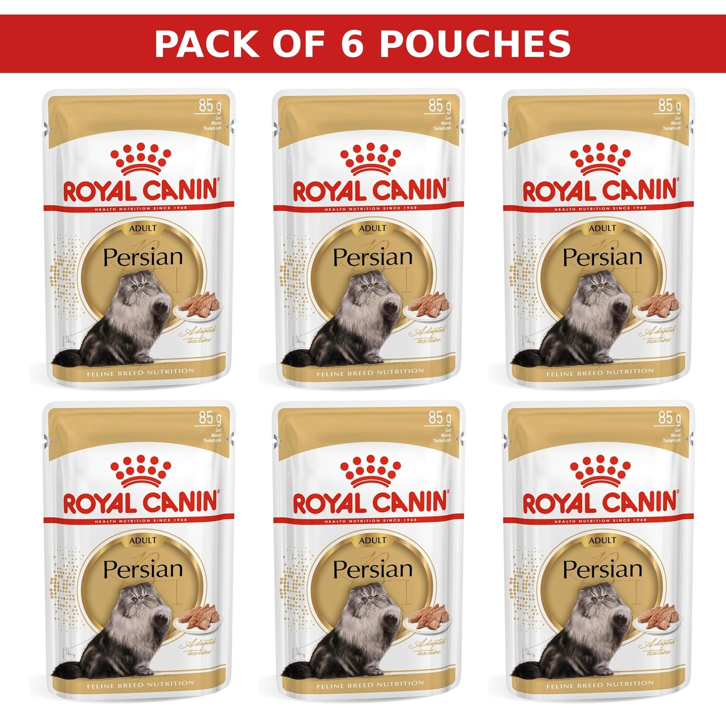 (Pack of 6 Pouches Only) x 85 gm Royal Canin Feline Breed Nutrition Persian