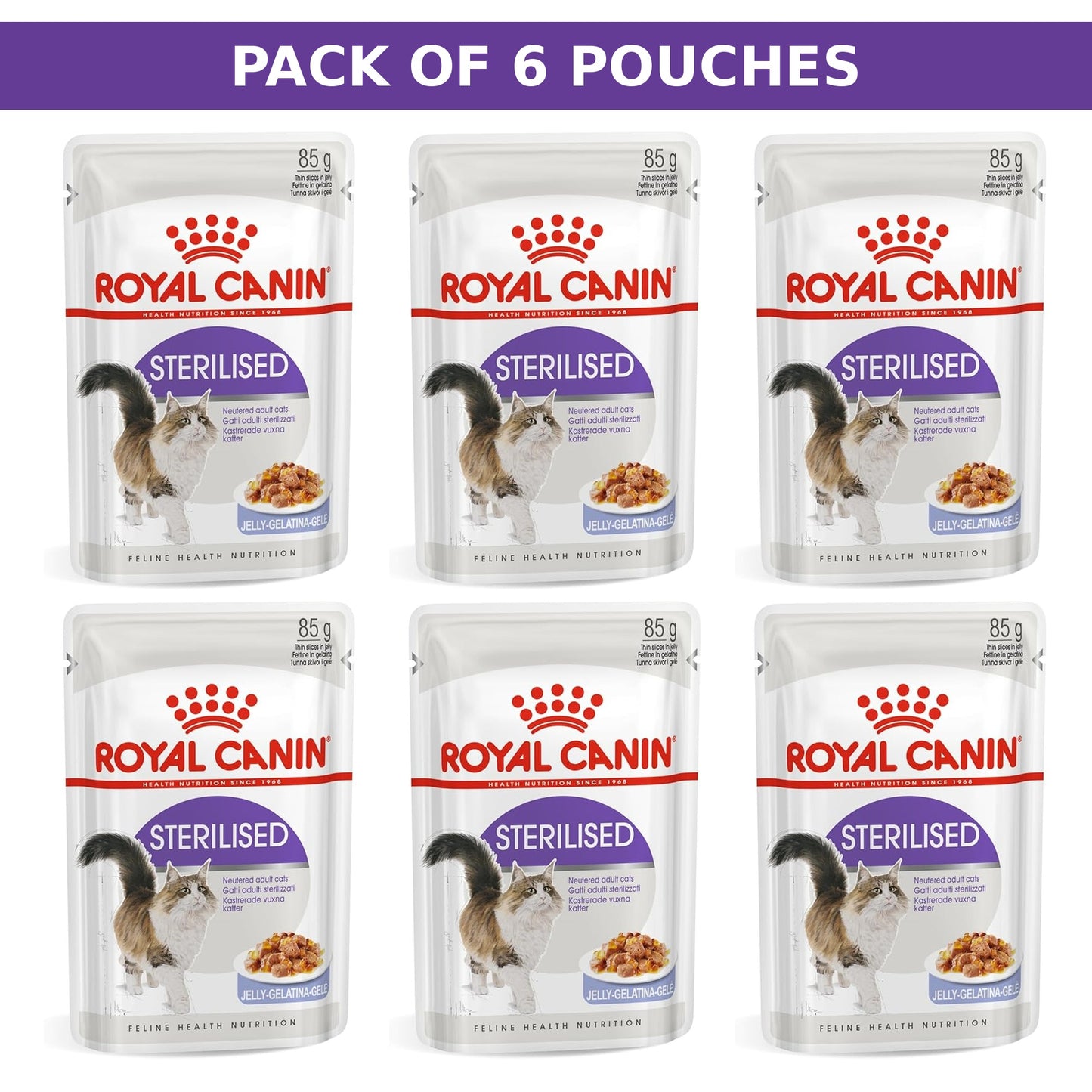 (Pack of 6 Pouches Only) x 85gm Royal Canin Feline Health Nutrition Sterilised Gravy