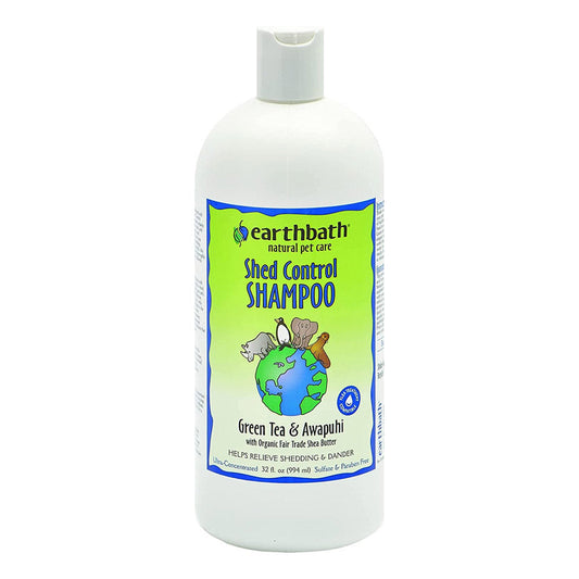 earthbath Shed Control Shampoo Green Tea & Awapuhi with Organic Fair Trade Shea Butter Helps Relieve Shedding & Dander Made in USA 32 oz